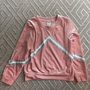 For All Seasons by Paper Crane Pink and Silver Chevron Crew Velvet Feel Sweater